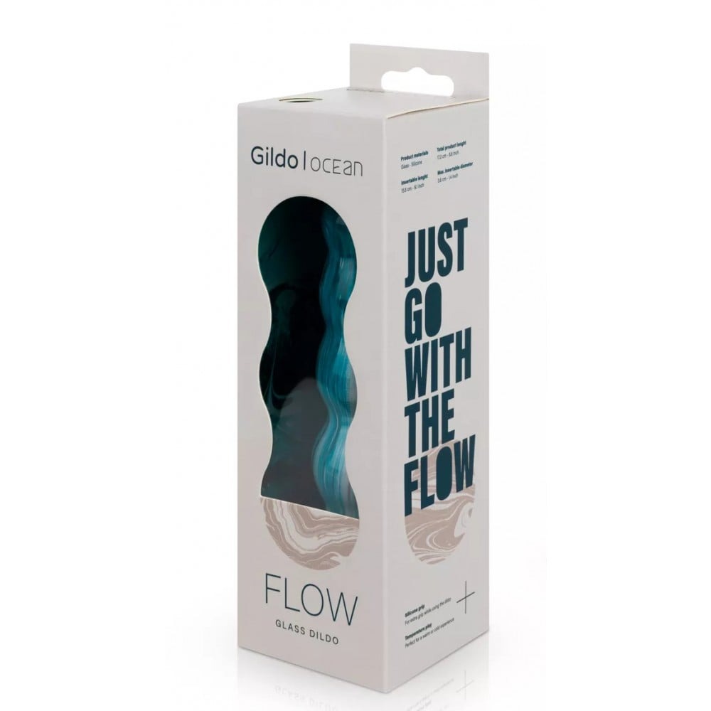 Скляний дилдо Gildo Ocean Flow, великі намистини, силіконова основа