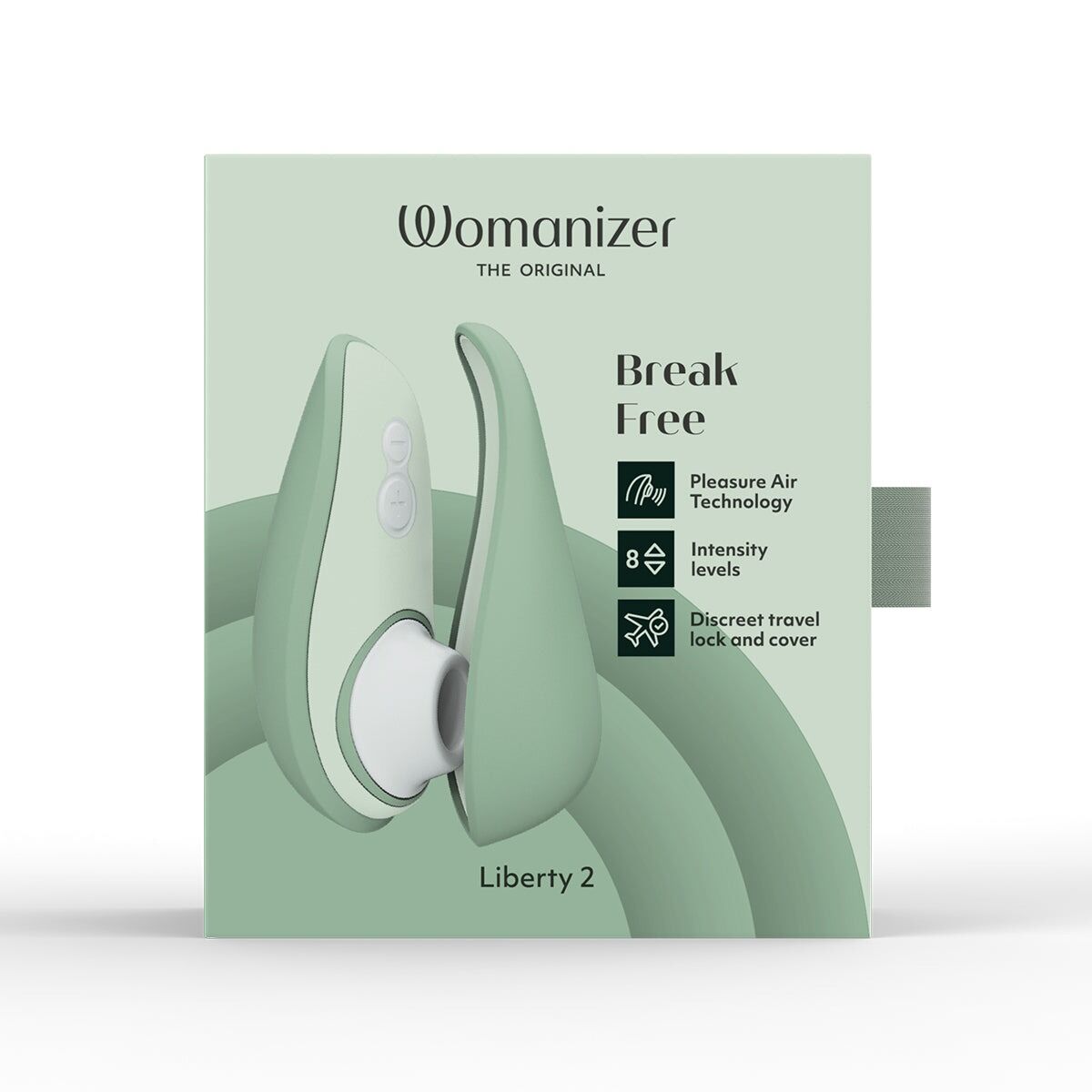 Вакуумний кліторальний стимулятор Womanizer Liberty 2 Sage, 8 режимів, магнітна кришечка