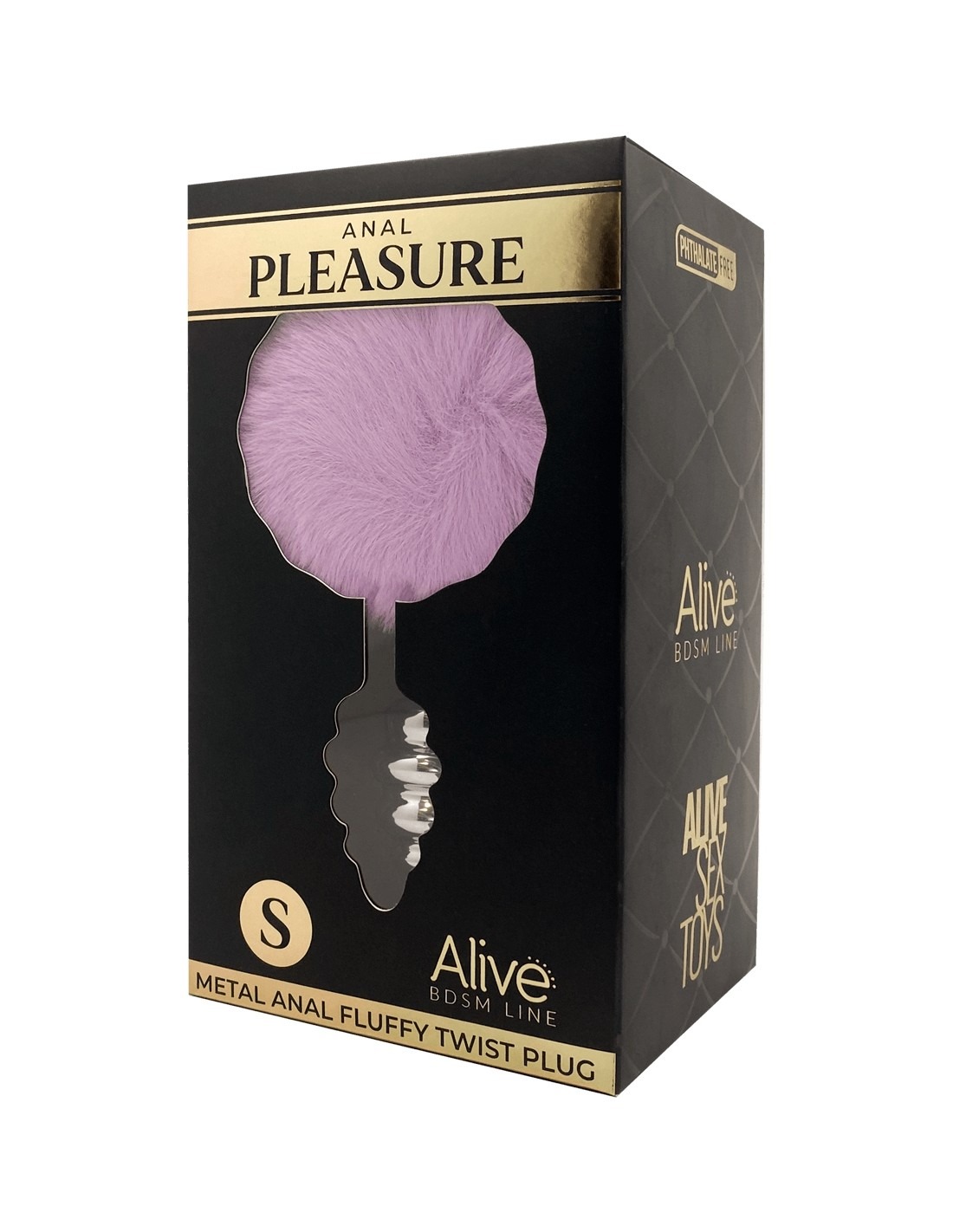 Металева анальна пробка Кролячий хвостик Alive Fluffy Twist Plug S Purple, діаметр 2,9 см