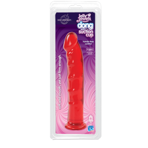Фалоімітатор Doc Johnson Jelly Jewels Dong & Suction Cup Red, діаметр 3,6 см, антибактеріальний ПВХ