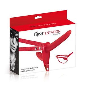 Подвійний страпон Fetish Tentation Strap-On with Double Dildo Red