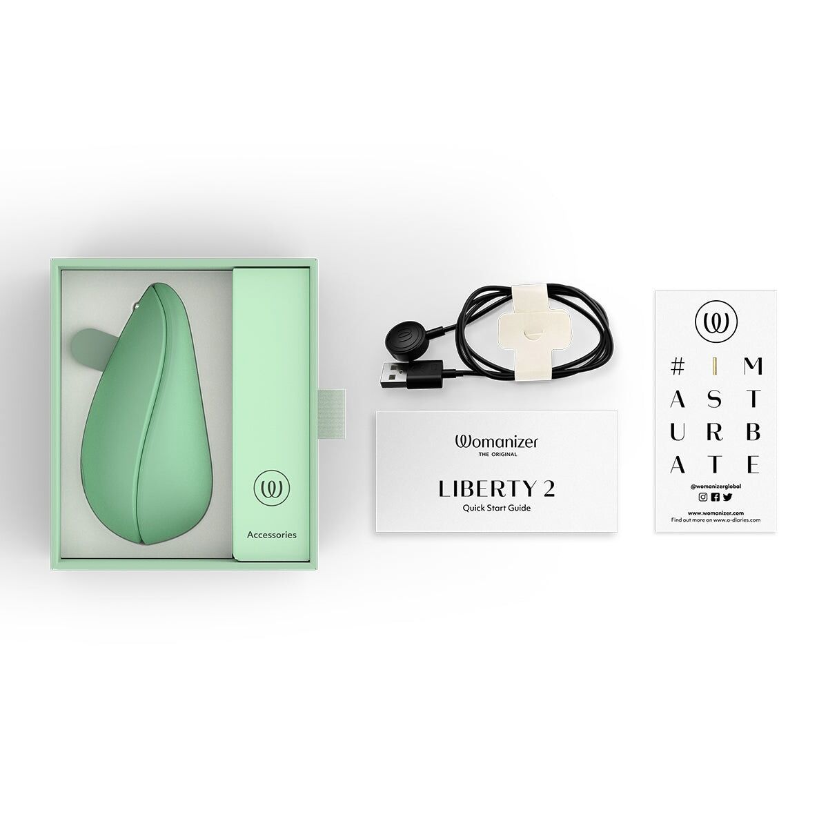 Вакуумний кліторальний стимулятор Womanizer Liberty 2 Sage, 8 режимів, магнітна кришечка