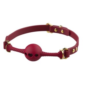 Кляп кулька з отворами у вигляді серця UPKO Desire for Mouth Bondage Collection, червоний