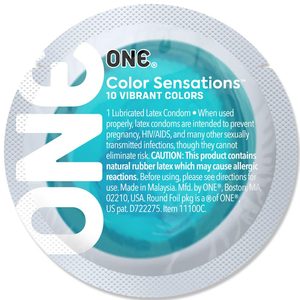 Презерватив ONE Color Sensations Catch the perfect ONE, 1 шт, бірюзовий, гладенький, зі змазкою