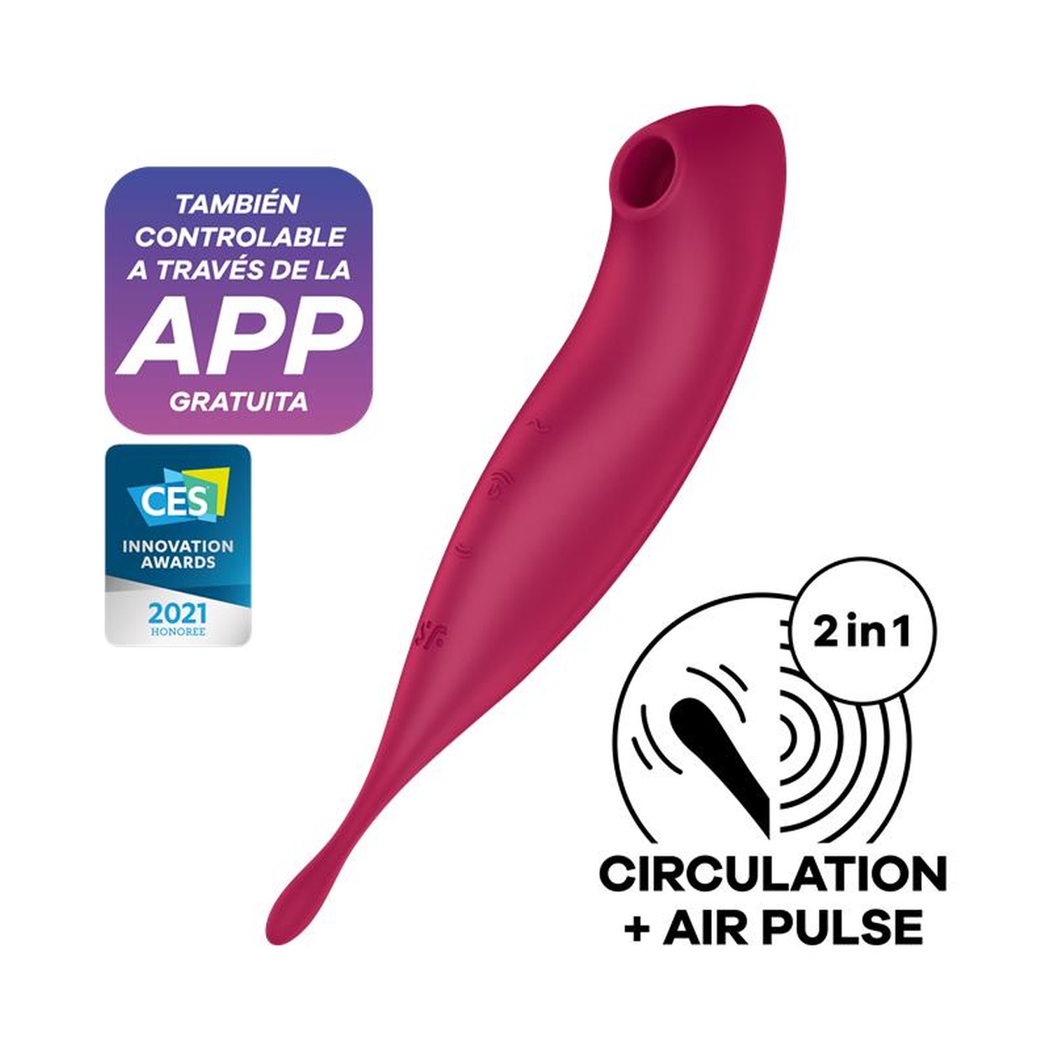 Смарт-вібратор для клітора з вакуумною стимуляцією Satisfyer Twirling Pro+ dark red
