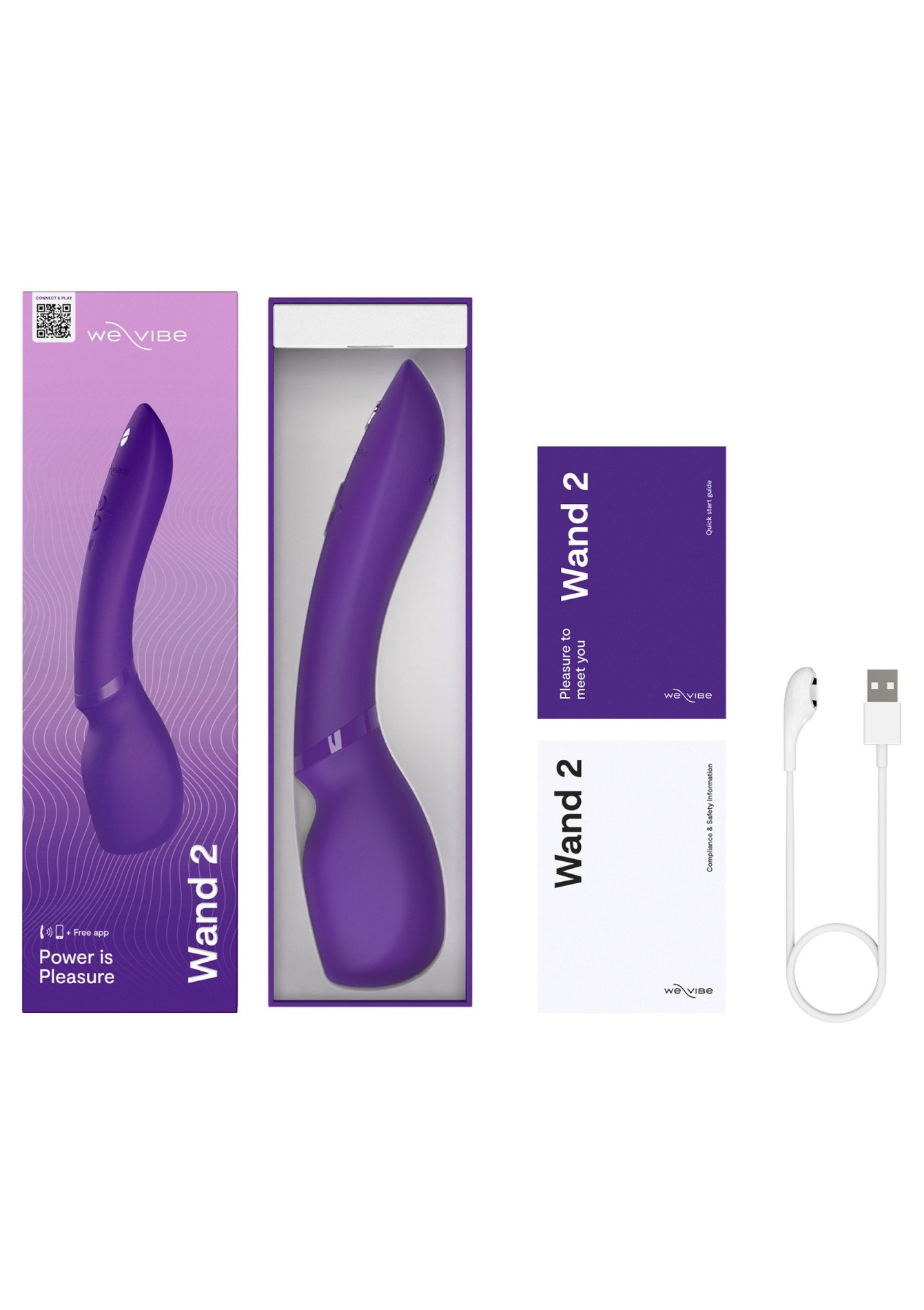 Смарт-вібромасажер We-Vibe Wand 2 Purple, дуже потужний, функція Smart Silence