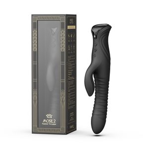 Смарт пульсатор-кролик з вібрацією Zalo Mose 2 Obsidian Black, підігрів до 42 °C, кристал Swarovski