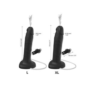 Фалоімітатор, що кінчає Strap-On-Me Squirting Cum Dildo Realistic Black, діам. 3,5 см, силікон