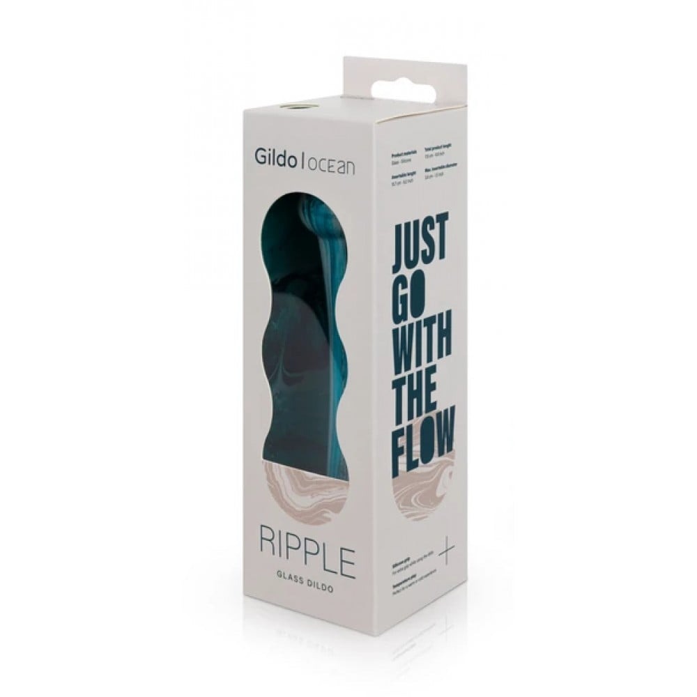 Скляний дилдо Gildo Ocean Ripple, об’ємна головка, ідеально для точки G