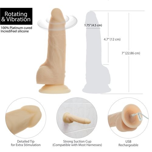 Фалоімітатор з вібрацією та ротацією Naked ADDICTION Chris 7″ Rotating & Vibrating Dong, пульт ДК