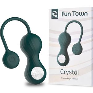 Вагінальні смарт-кульки з вібрацією Fun Town Crystal, з прозорою скляною кулею