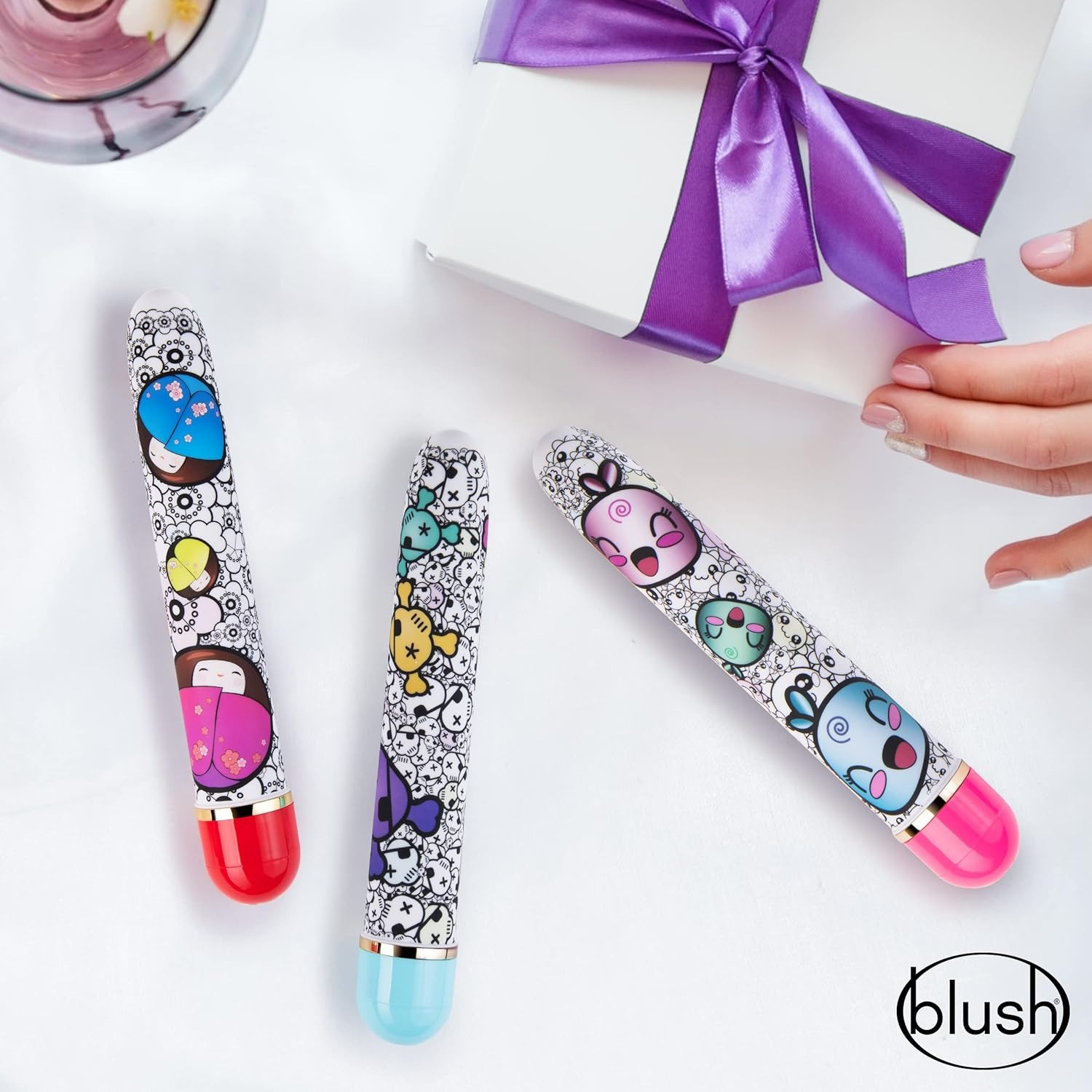 Вібромасажер Дамський пальчик, з яскравим принтом Blush The Collection Play Flirty червоний