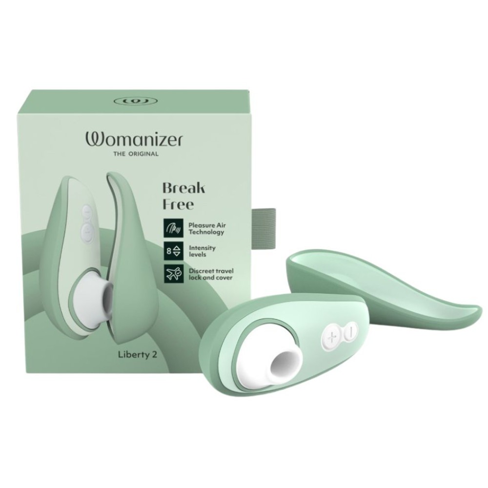 Вакуумний кліторальний стимулятор Womanizer Liberty 2 Sage, 8 режимів, магнітна кришечка