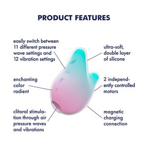 Вакуумний кліторальний стимулятор з вібрацією Satisfyer Mermaid Vibes Mint/Pink, 2 мотори