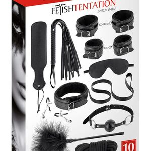 Набір для BDSM усе-в-одному Fetish Tentation SM Bondage Box in vegan leather, 10 предметів