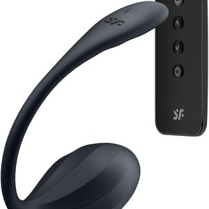 Смарт-віброяйце Satisfyer Ribbed Petal Connect App Black, керування зі смартфона, пульт ДК