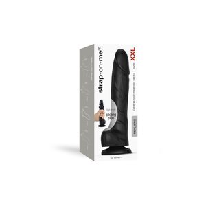 Реалістичний фалоімітатор Strap-On-Me Sliding Skin Realistic Dildo Black XXL, ефект рухливої шкіри