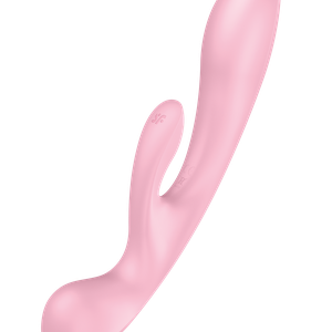 Двосторонній вібратор-кролик Satisfyer Triple Oh Pink, 3 мотори, руків’я-масажер