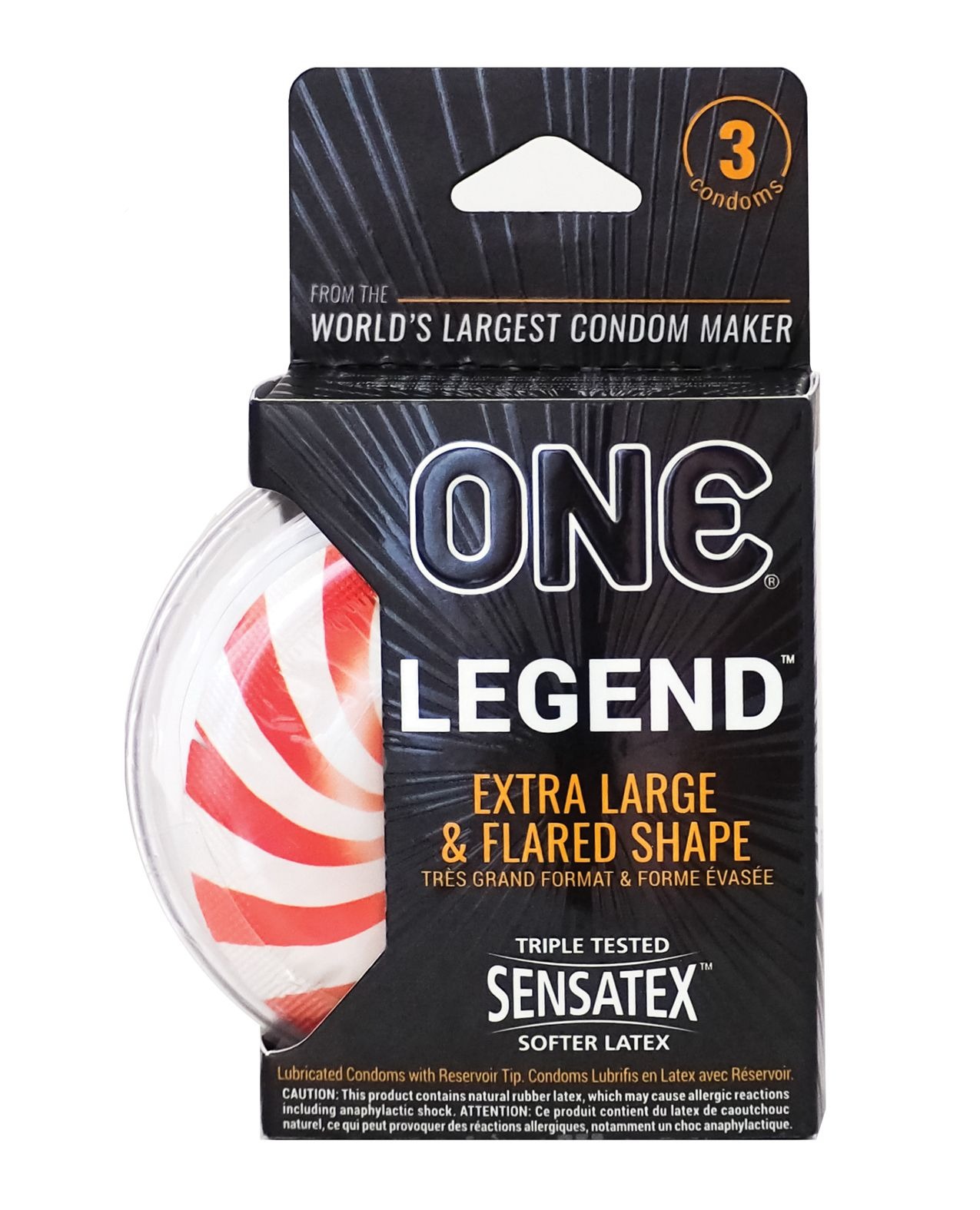 Презервативи ONE Legend XL, 3 шт, збільшений розмір, розширення на кінці, картонне паковання