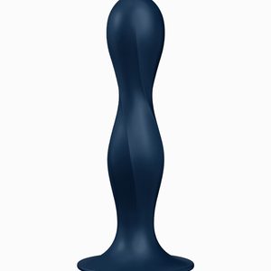 Дилдо Satisfyer Double Ball-R Dark Blue, унісекс, рухомі кульки всередині, на присосці