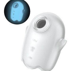 Вакуумний кліторальний стимулятор з вібрацією Satisfyer Glowing Ghost White, світиться в темряві