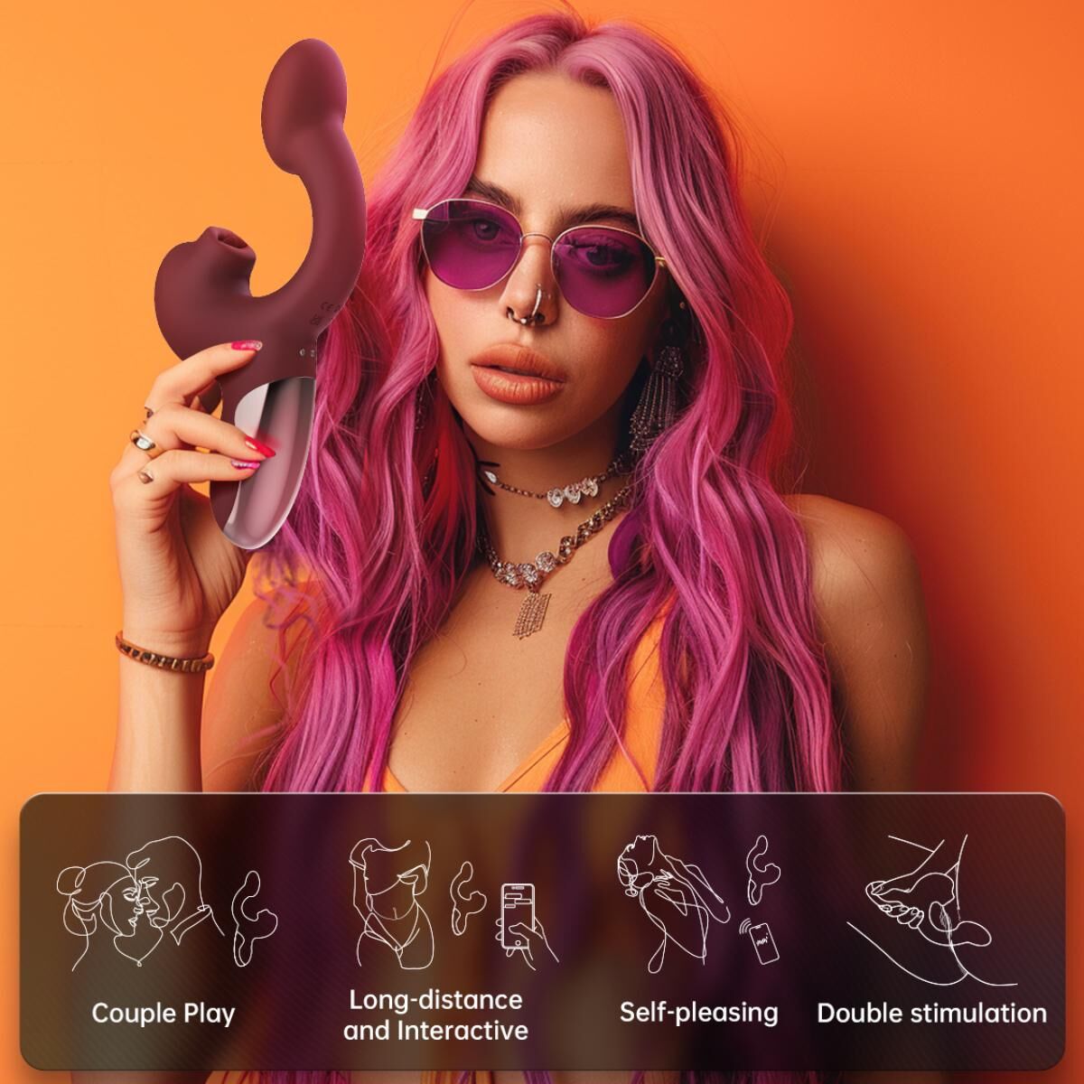 Смарт-вібратор Magic Motion Ponder Red, подвійна стимуляція, віброяйце+язичок для клітора