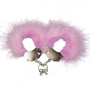 Наручники металеві Adrien Lastic Handcuffs Pink з рожевим пухнастим оздобленням