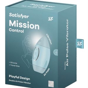 Вакуумний стимулятор з вібрацією Satisfyer Mission Control Blue, 2 незалежні мотори