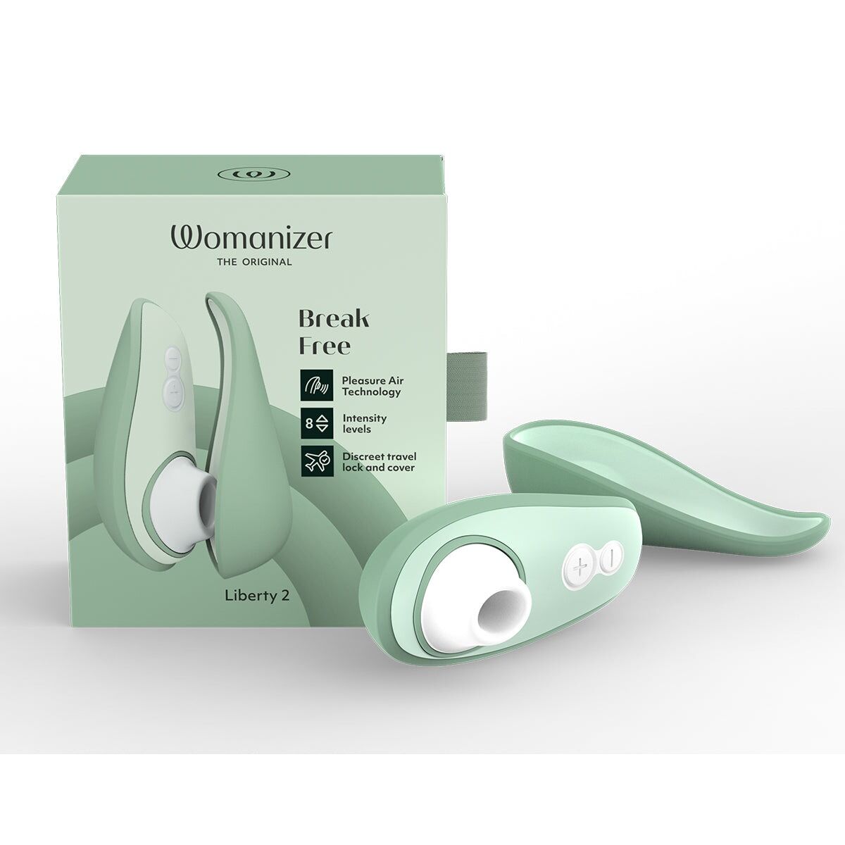 Вакуумний кліторальний стимулятор Womanizer Liberty 2 Sage, 8 режимів, магнітна кришечка