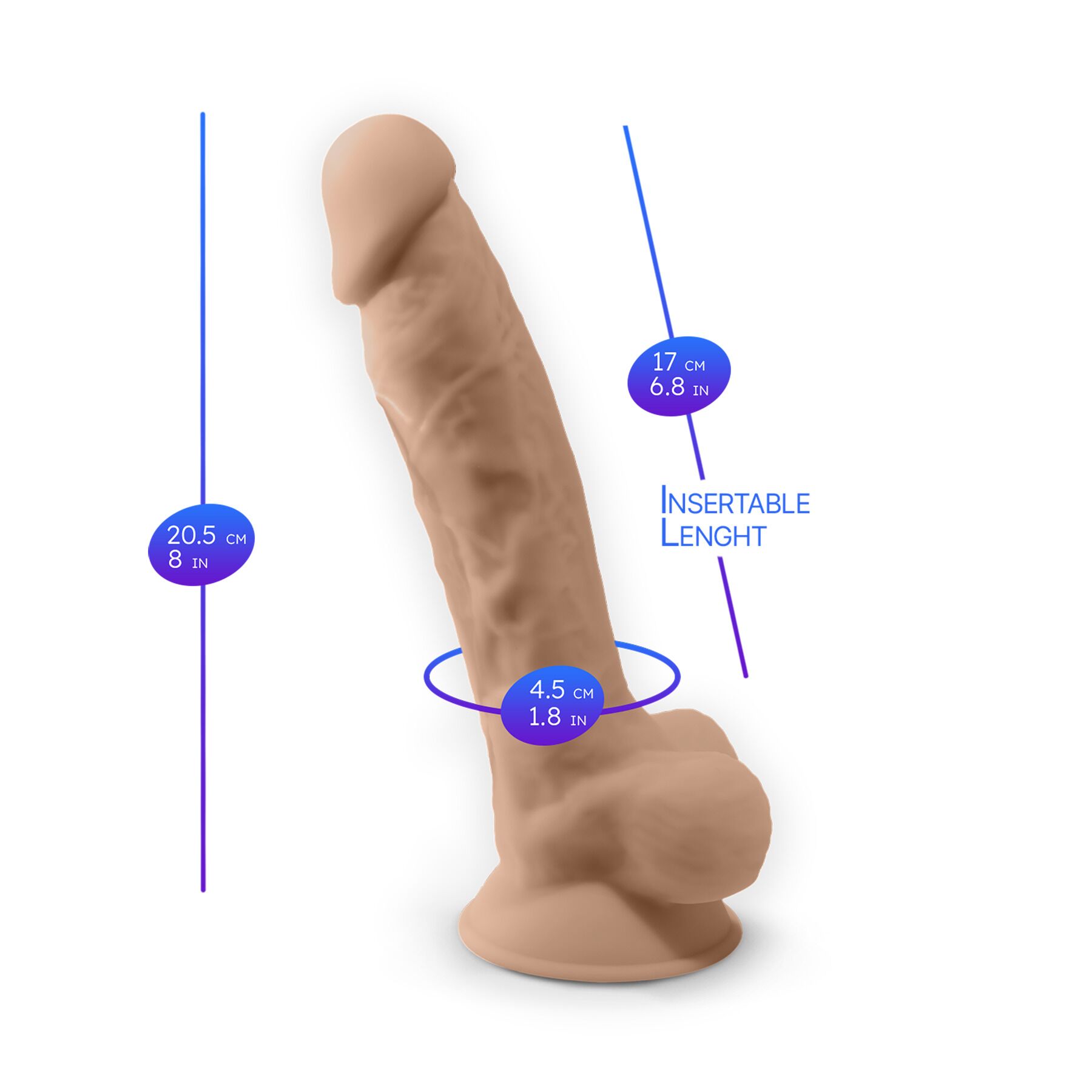 Фалоімітатор з вібрацією SilexD Vetus Vibro Flesh (MODEL 1 size 8in) + LRS, двошаровий, діам. 4,2 см