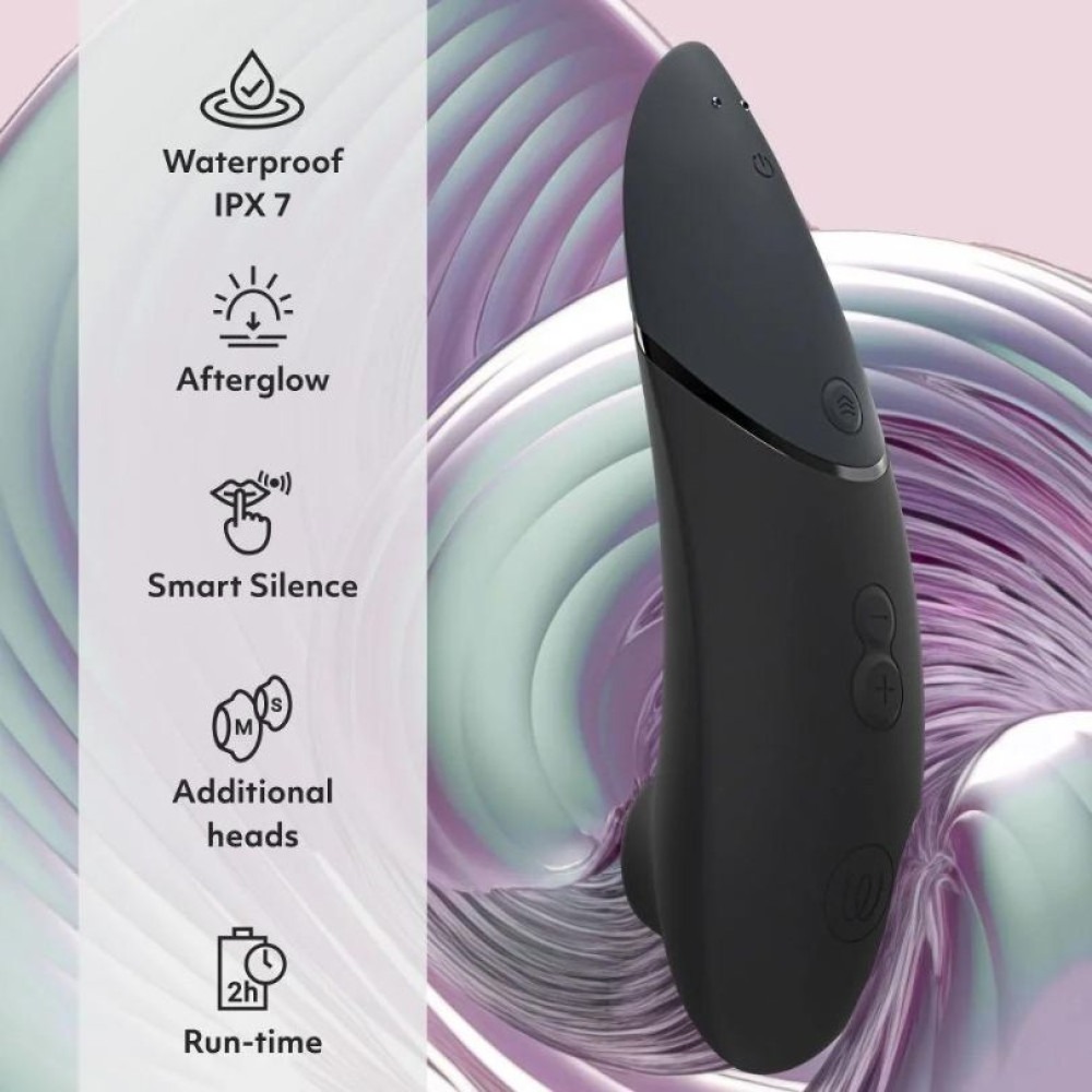Вакуумний кліторальний стимулятор Womanizer Next Black, 3D Pleasure Air, 14 рівнів інтенсивності