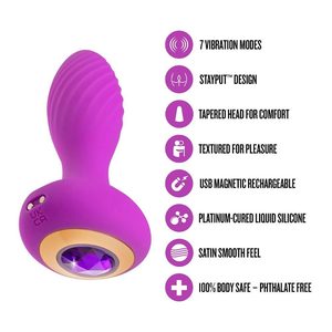 Анальний вібратор зі стразом Blush Oh My Gem Charm Amethyst колір фуксія