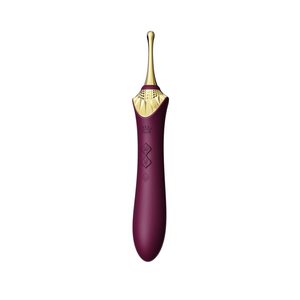Вібратор двосторонній універсальний ZALO BESS 2 Velvet Purple з 4 насадками та нагріванням, фіолетовий