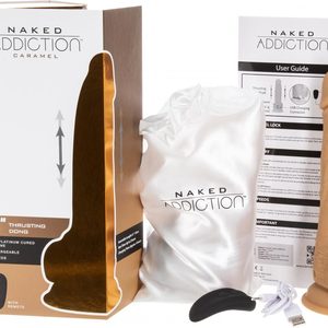 Фалоімітатор з пульсацією Naked ADDICTION Dominic 9″ Caramel, пульт ДК, діаметр 4,2 см
