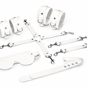 Набір Feral Feelings BDSM Kit 5 White, наручники, поножі, хрестовина, маска, падл