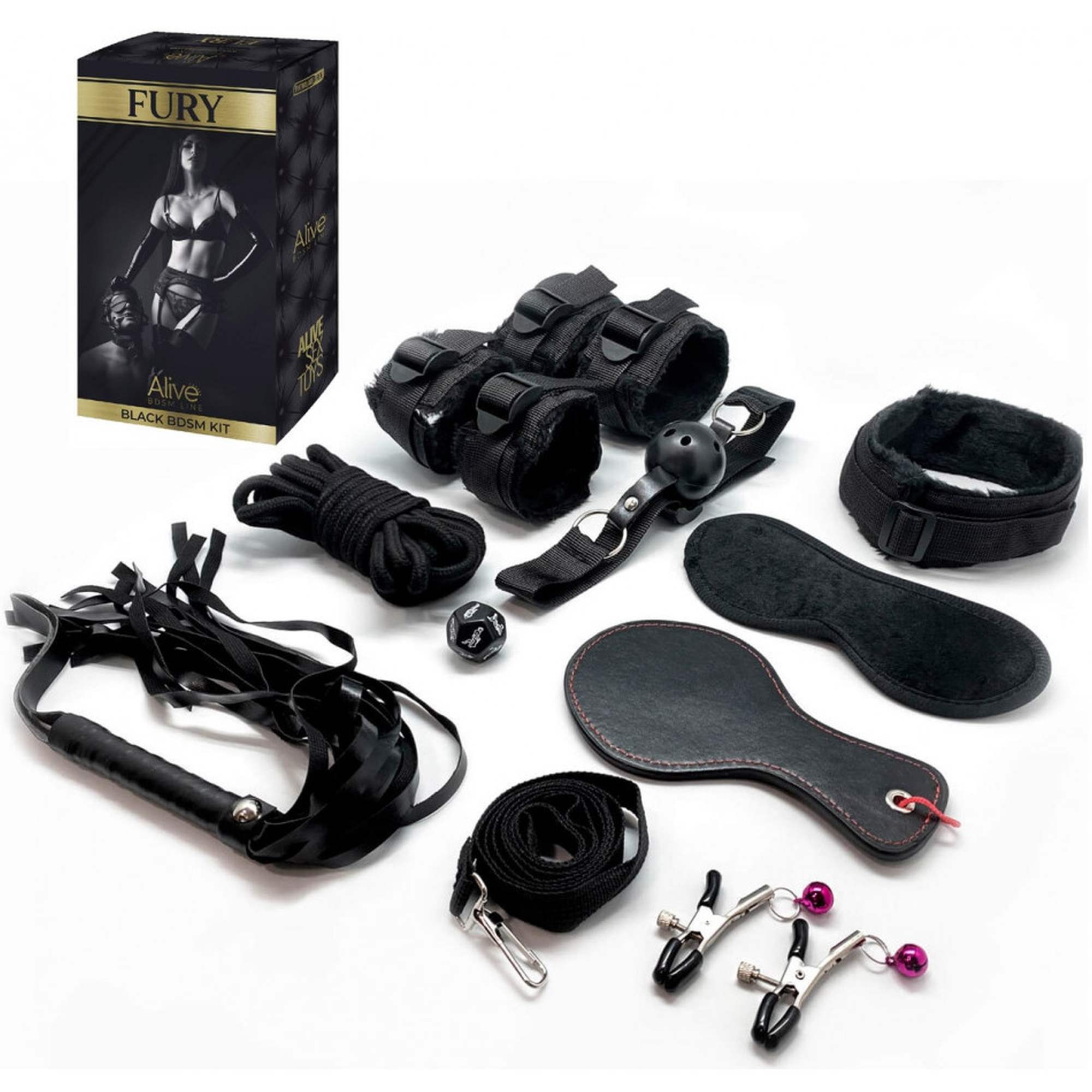 Набір для BDSM Alive FURY Black BDSM Kit, 10 предметів