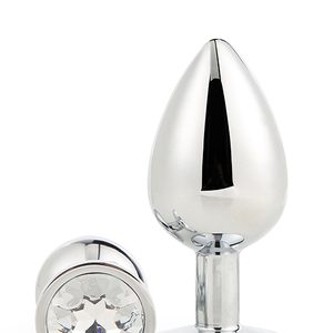 Dt21785 анальна пробка з каменем GLEAMING LOVE SILVER PLUG SMALL