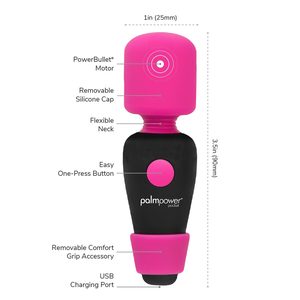 Мінівібромасажер PalmPower Pocket із чохлом на блискавці, водостійкий, перезаряджуваний, довжина 9см