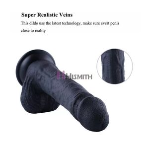 Фалоімітатор для секс-машин Hismith 8.3″ Silicone Dildo Black, система KlicLok, гнучкий стрижень