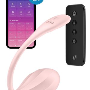 Смарт-віброяйце Satisfyer Ribbed Petal Connect App Rose, керування зі смартфона, пульт ДК