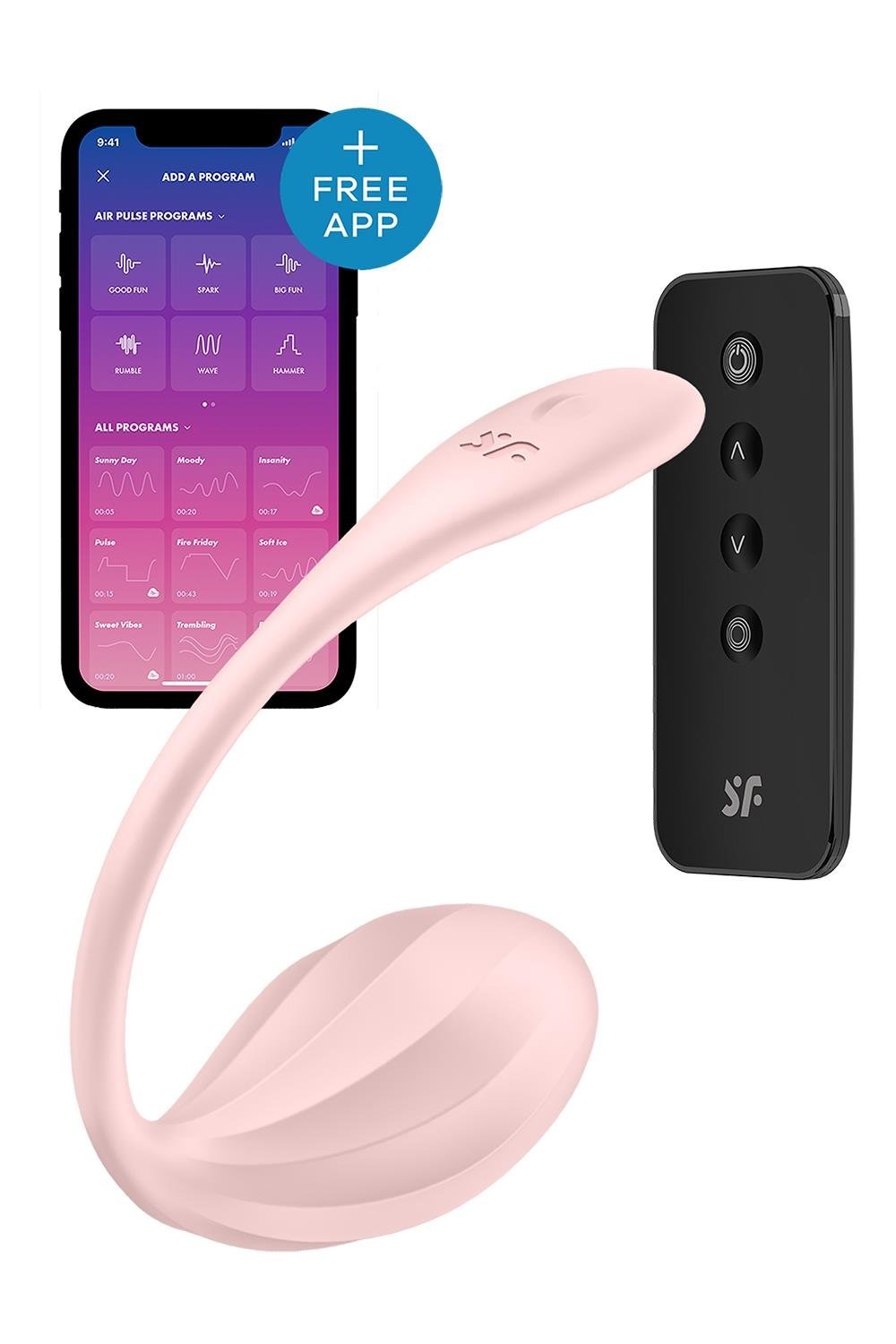 Смарт-віброяйце Satisfyer Ribbed Petal Connect App Rose, керування зі смартфона, пульт ДК