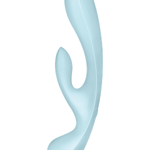 Двосторонній вібратор-кролик Satisfyer Triple Oh Light Blue, 3 мотори, руків’я-масажер