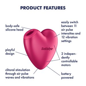 Вакуумний стимулятор-серце з вібрацією Satisfyer Cutie Heart Battery Series