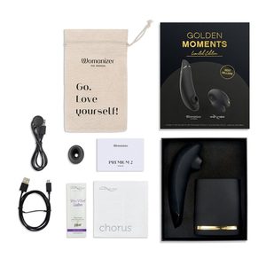 Преміальний подарунковий набір Golden Moments: Womanizer Premium та We-Vibe Chorus Black
