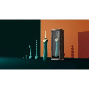 Мультифункціональний вібратор Zalo — Bess 2 Turquoise Green, 4 насадки, підігрів
