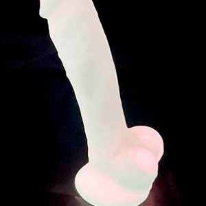 Фалоімітатор SilexD Johnny Pink Glow in the dark, двошаровий, силікон+Silexpan, діаметр 3,5см