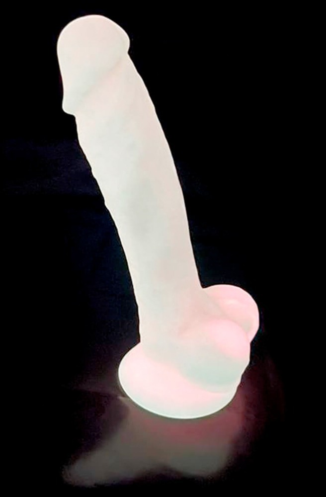 Фалоімітатор SilexD Johnny Pink Glow in the dark, двошаровий, силікон+Silexpan, діаметр 3,5см