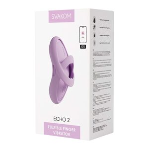 Смарт-вібратор для клітора Svakom Echo 2 Pink Lilac, підігрів до 38 °C, знімна насадка на палець