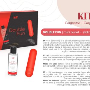 Набір Intt DOUBLE FUN: віброкуля (10 режимів, перезаряджувана), полунична змазка на водній основі