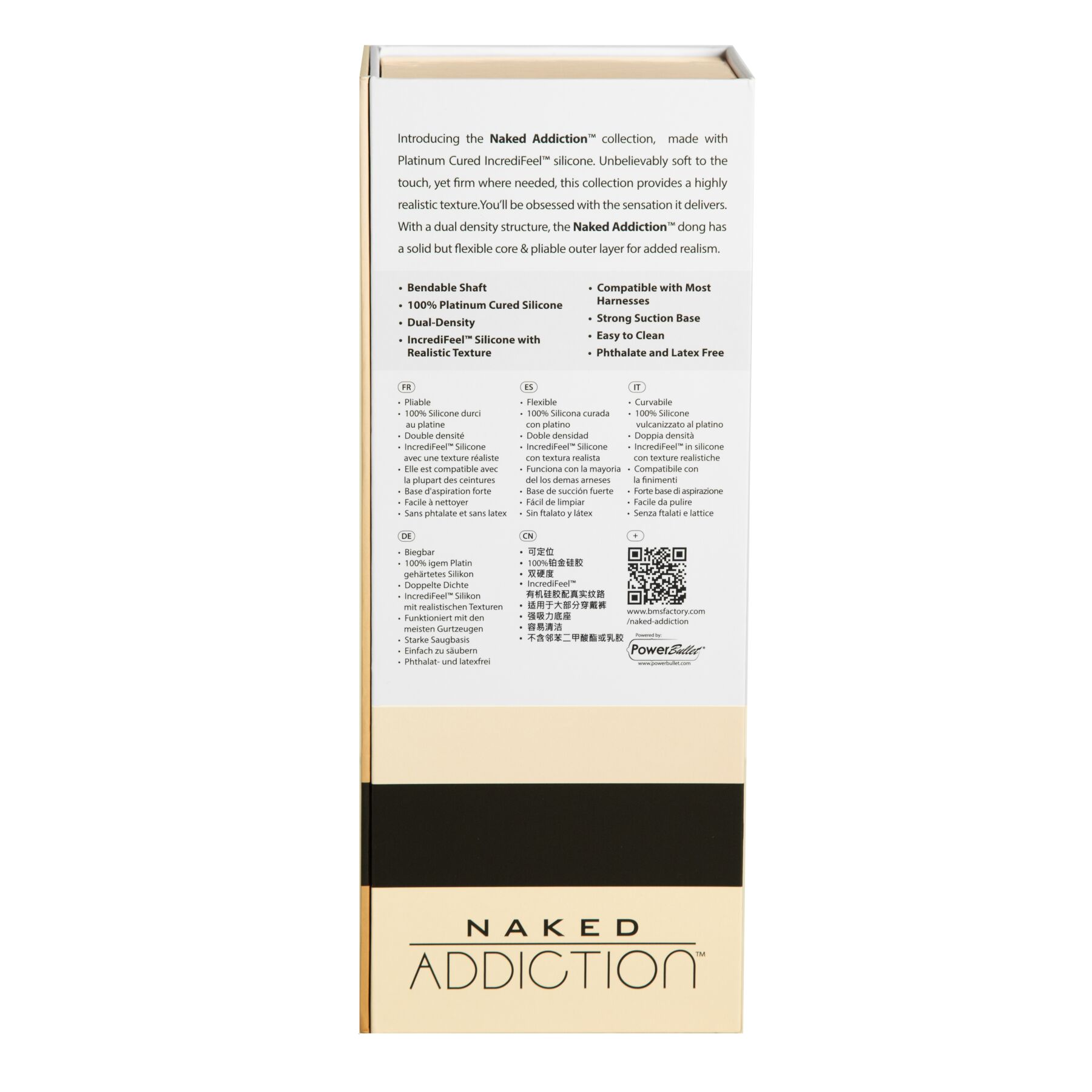 Фалоімітатор Naked Addiction — 9″ Silicone Dual Density Bendable Dildo Vanilla, віброкуля в подаруно